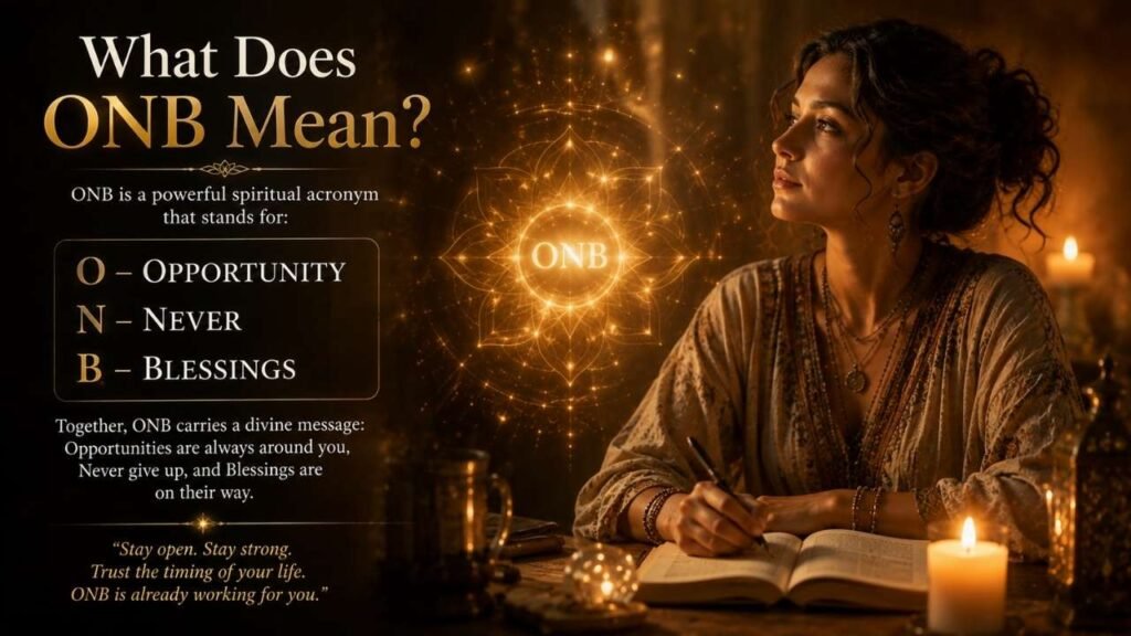 What does ONB mean? Spiritual meaning of ONB with opportunity, never give up, and blessings.