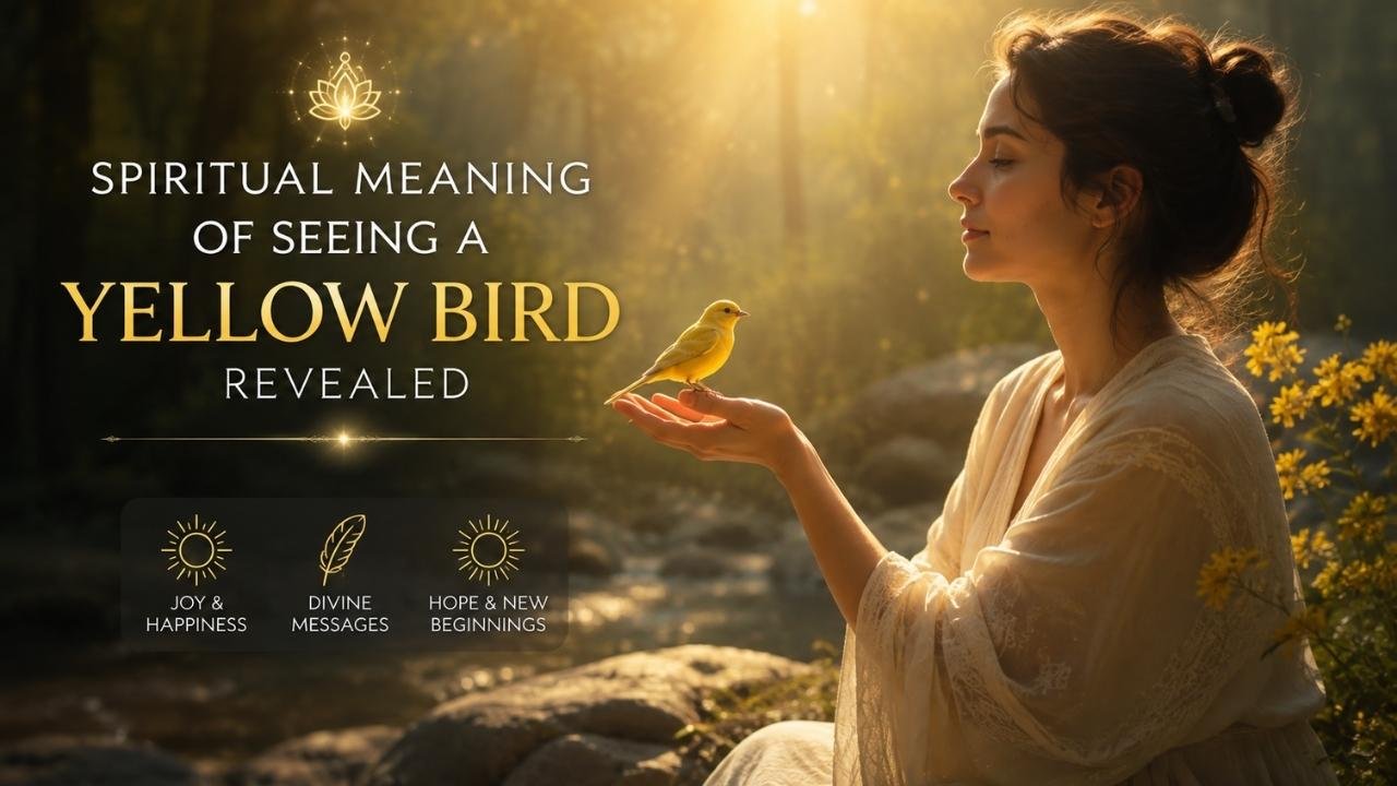 Spiritual meaning of seeing a yellow bird with a peaceful woman in nature